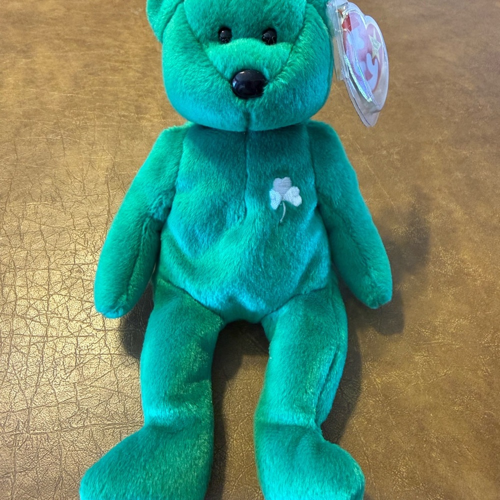 NWT Ty “Erin” Green Plush Bear Toy Beanie Baby